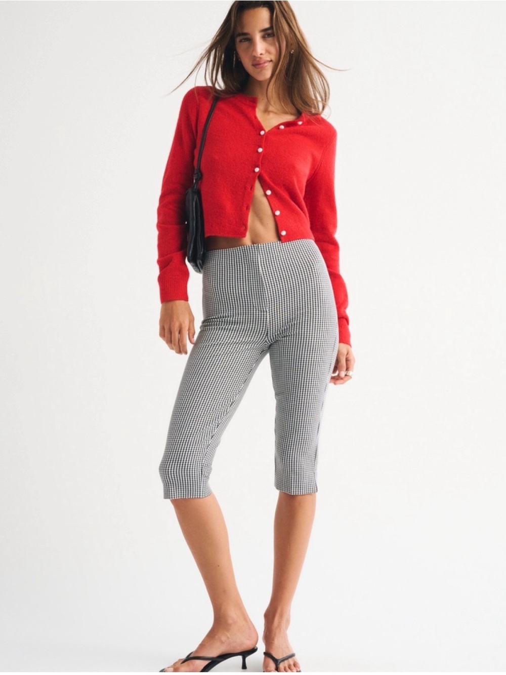 Abercrombie & Fitch Black and White Gingham Capri